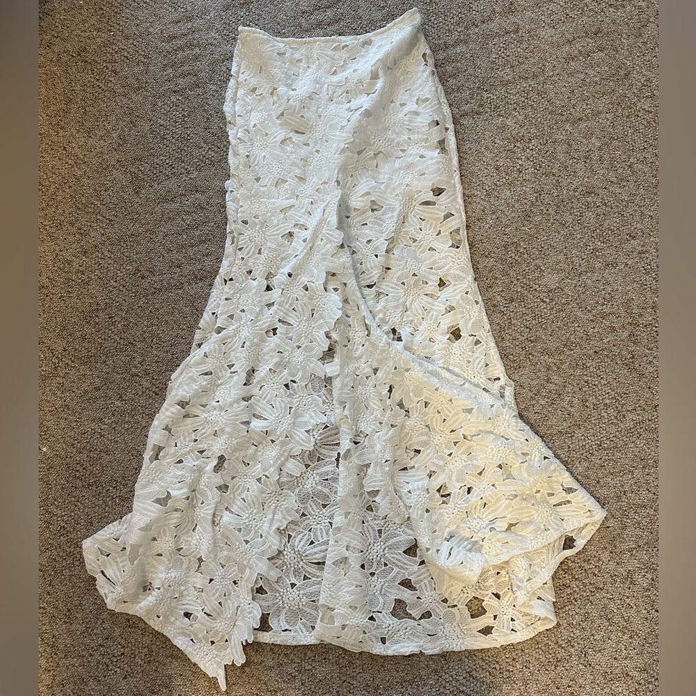 Marysia Swim White Lace High-Low Skirt